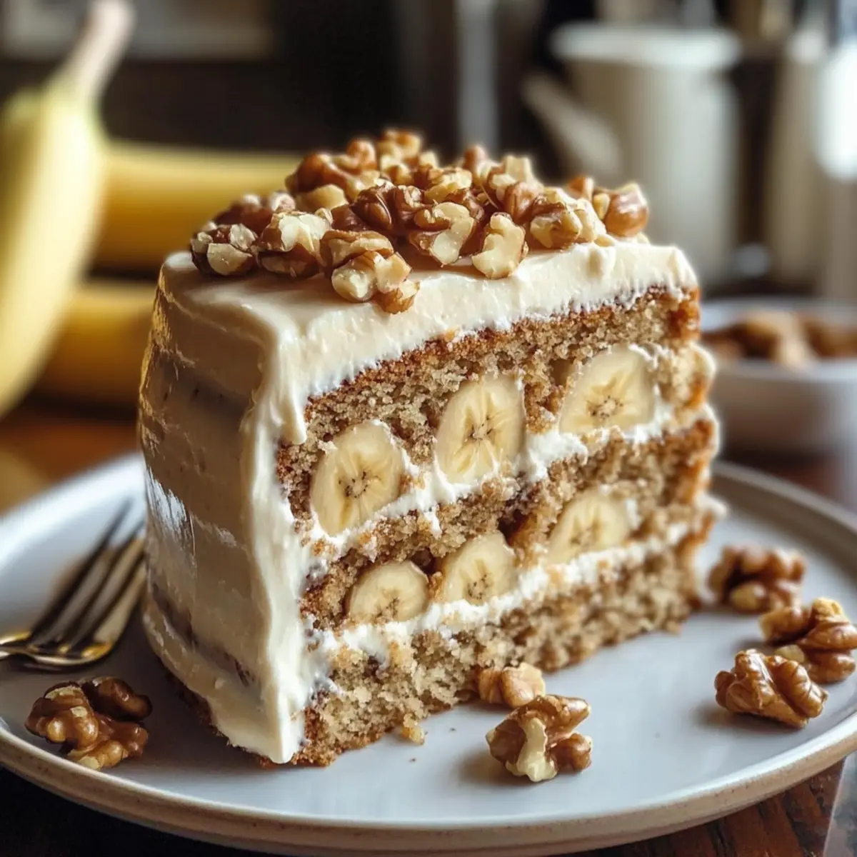 Heavenly Banana Walnut Cream Cake