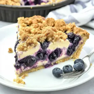 Blueberry Crumble Cheesecake Pie