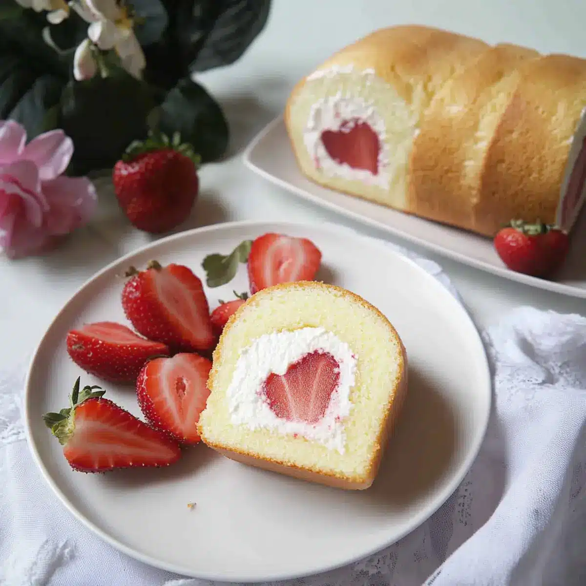 Fresh Strawberry and Cream Japanese Cake
