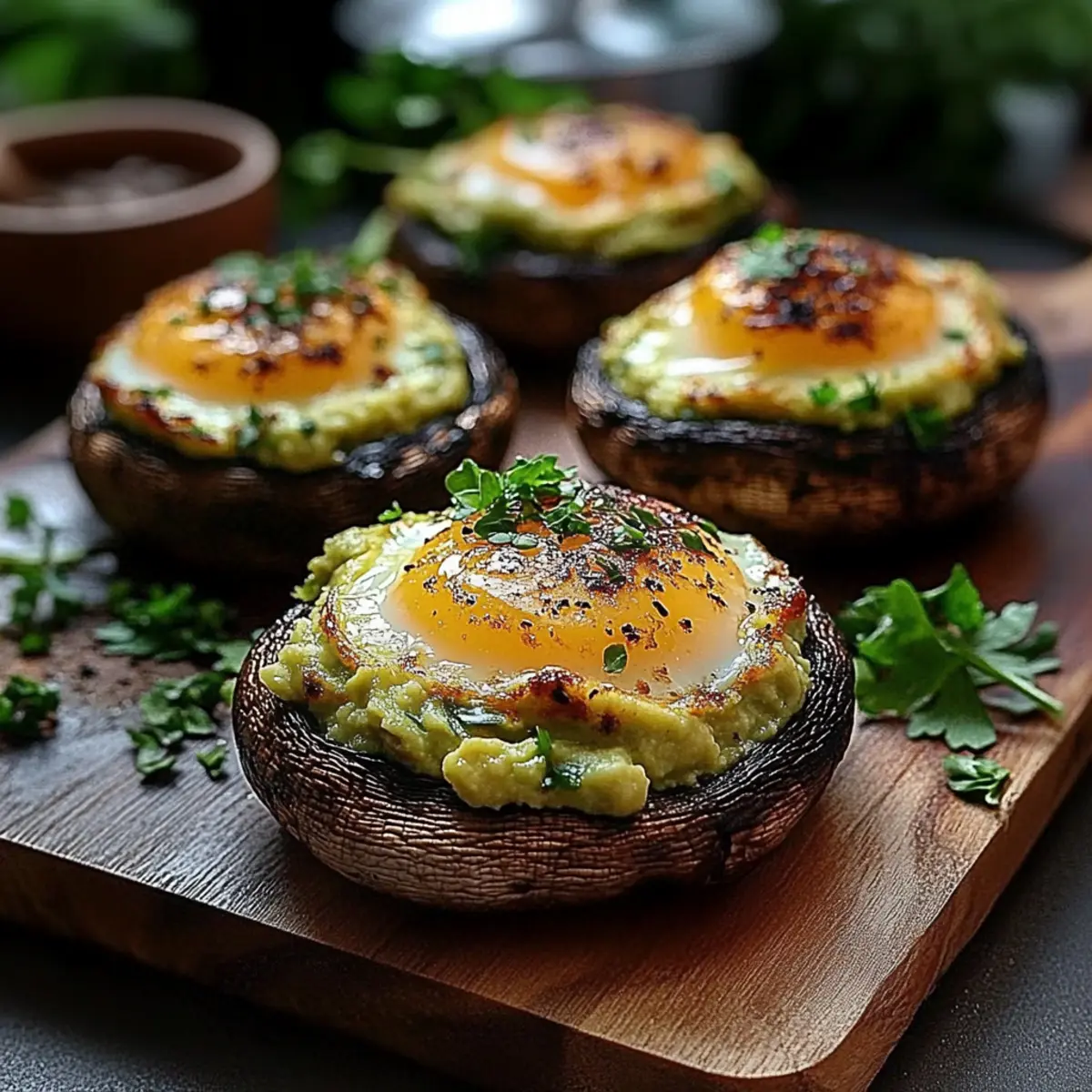 Avocado and Egg Stuffed Portobello Mushrooms