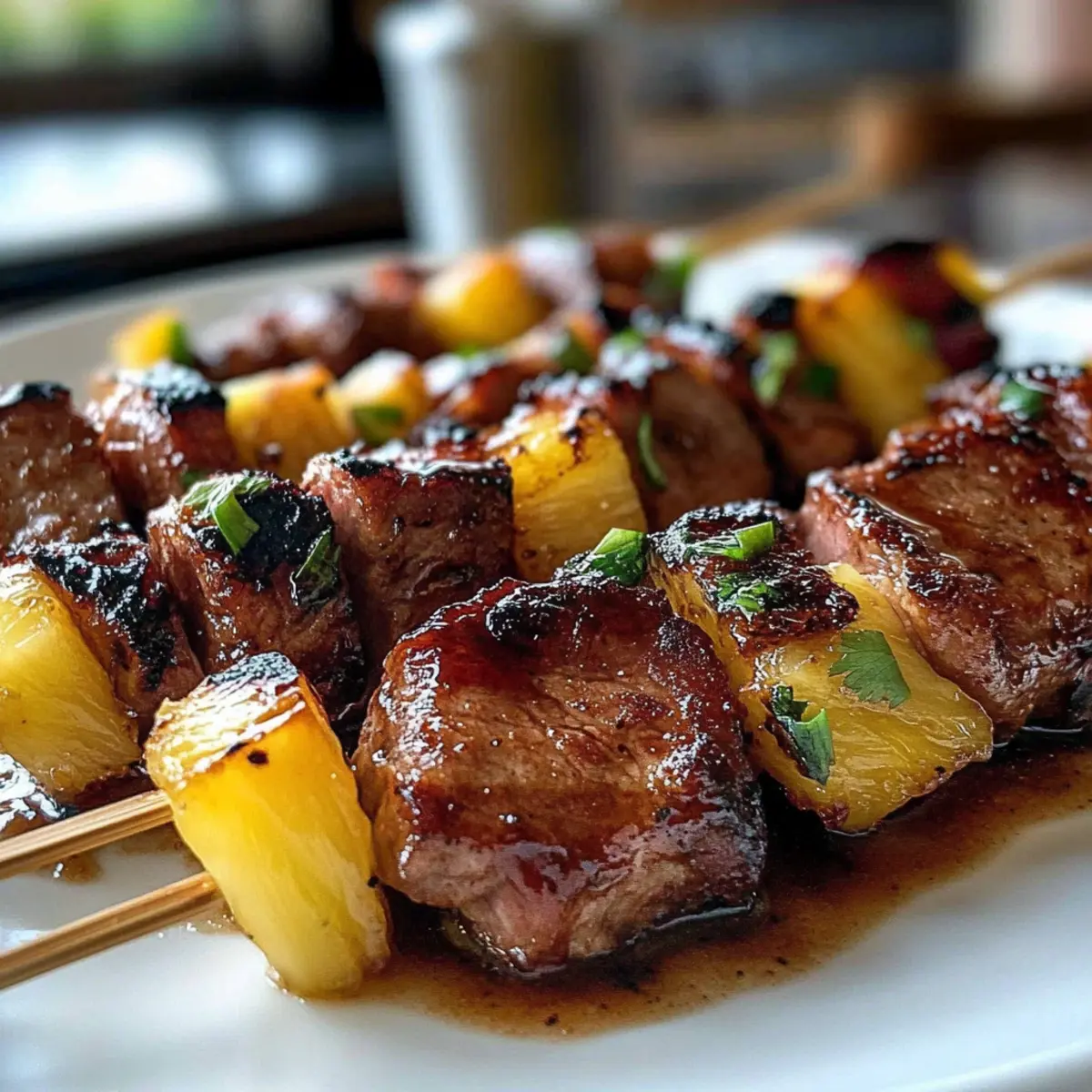Pineapple BBQ Pork Skewers
